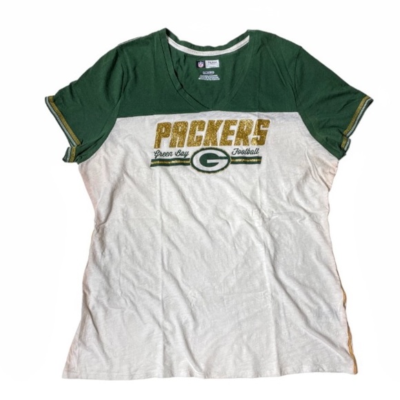 NFL Women’s Green Bay Packers Short Sleeve White/Green/Gold T-Shirt Size XXL - Picture 5 of 9
